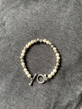 Silpada -Feminine Flair Pearl and Silver Bead Bracelet -